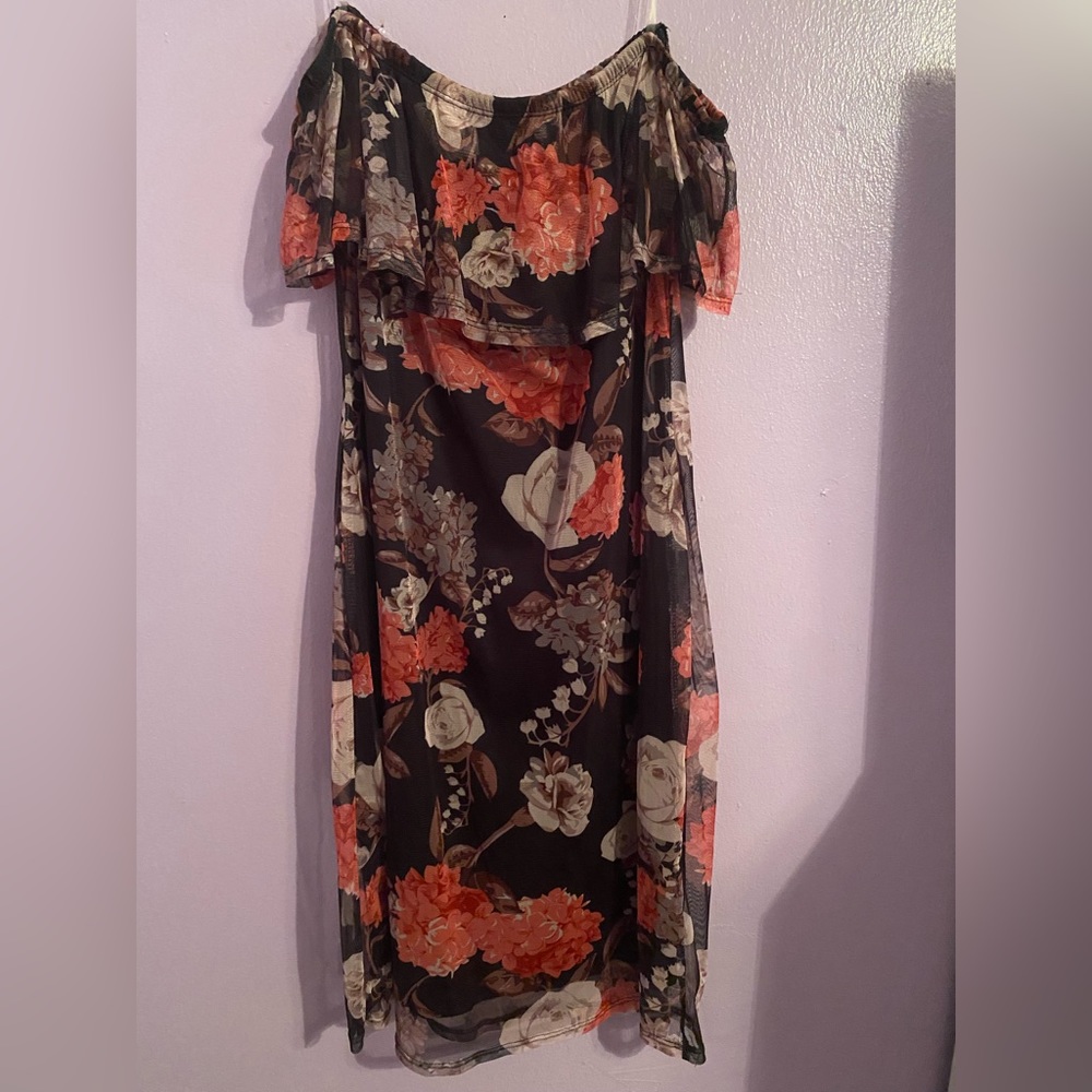 CHARLOTTE RUSSE FLORAL MINI OFF THE SHOULDER DRESS